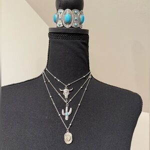 Silver and Faux Turquoise Jewelry Set